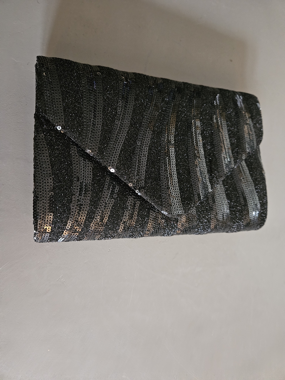 Vintage Black Sequin Envelope Clutch - Evening Bag